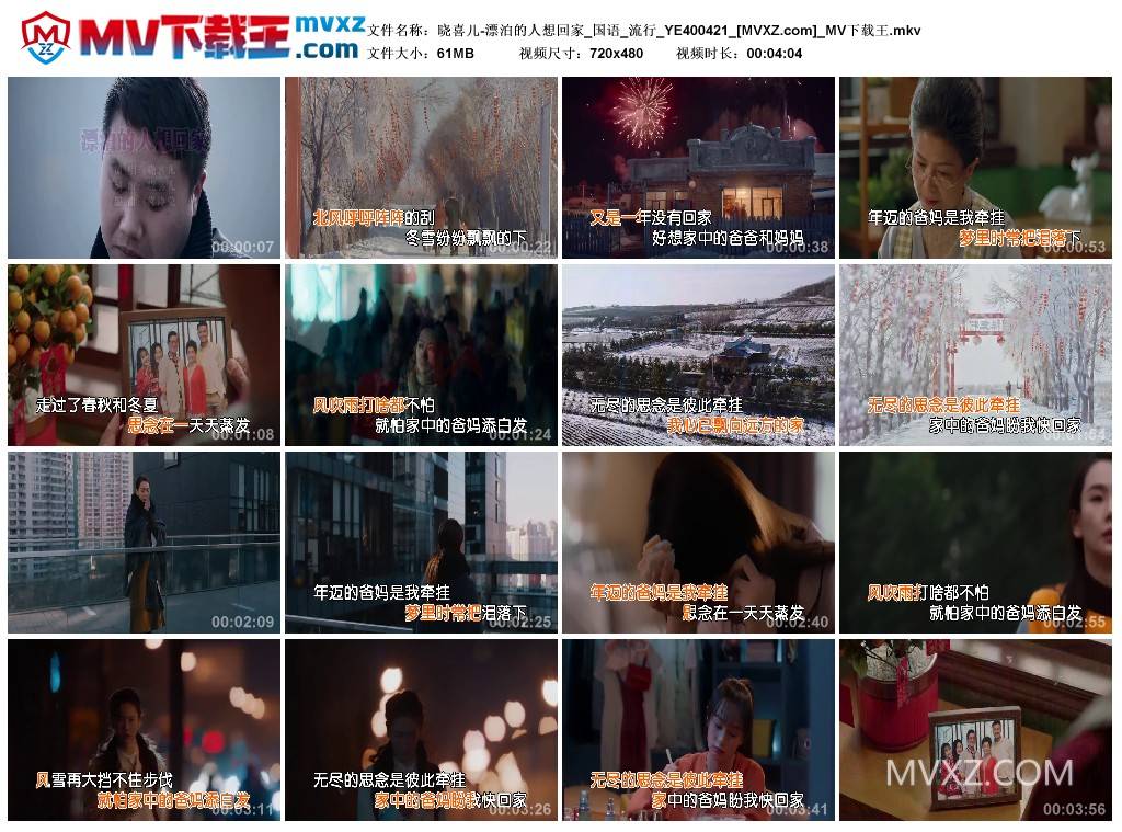 晓喜儿-漂泊的人想回家_国语_流行_YE400421